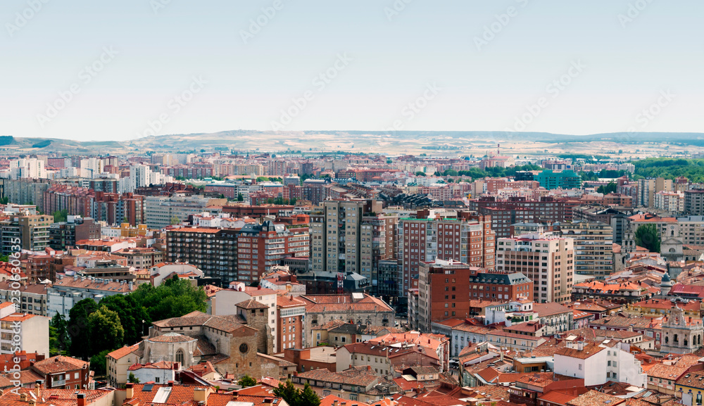 Aerial view of the Spanish city of Burgos with its modern buildings
