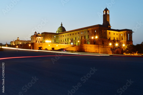 Photography indian president house , Rajpath in city lights, New Delhi, India, Asia