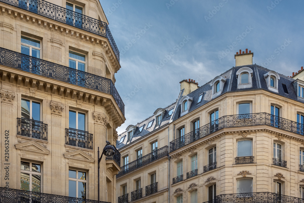Traditional architecture of residential buildings. Paris - France.