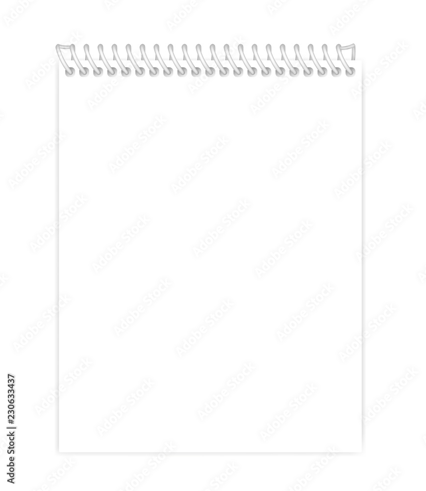Wire bound empty white note book letter paper format vector template Wire bound empty white note book letter paper format vector template