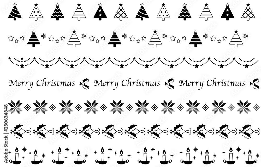 クリスマスの飾り線 シンプルモダン 白黒 Stock イラスト Adobe Stock