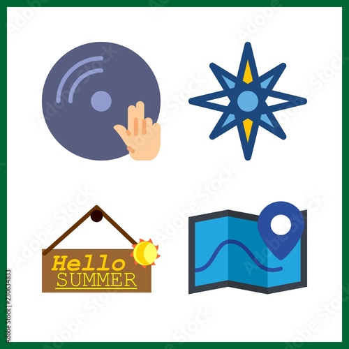 grunge icon. map and vinyl vector icons in grunge set. Use this illustration for grunge works.