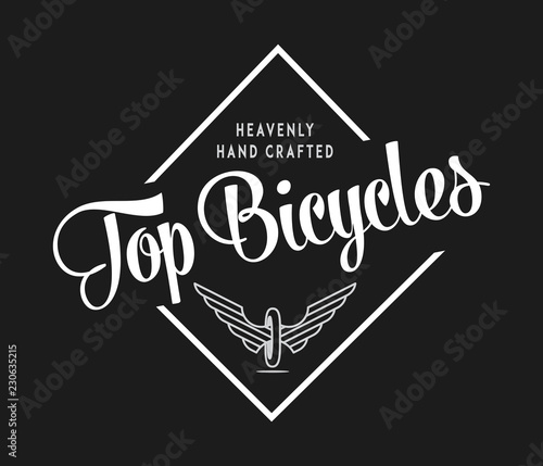 Bicycles top crafted white on black