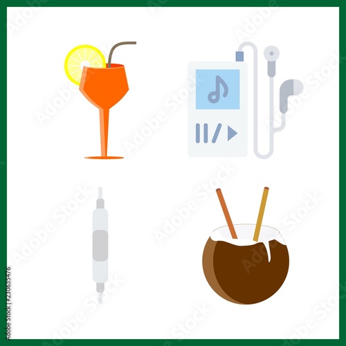 4 mixing icon. Vector illustration mixing set. volume controller and cocktail icons for mixing works