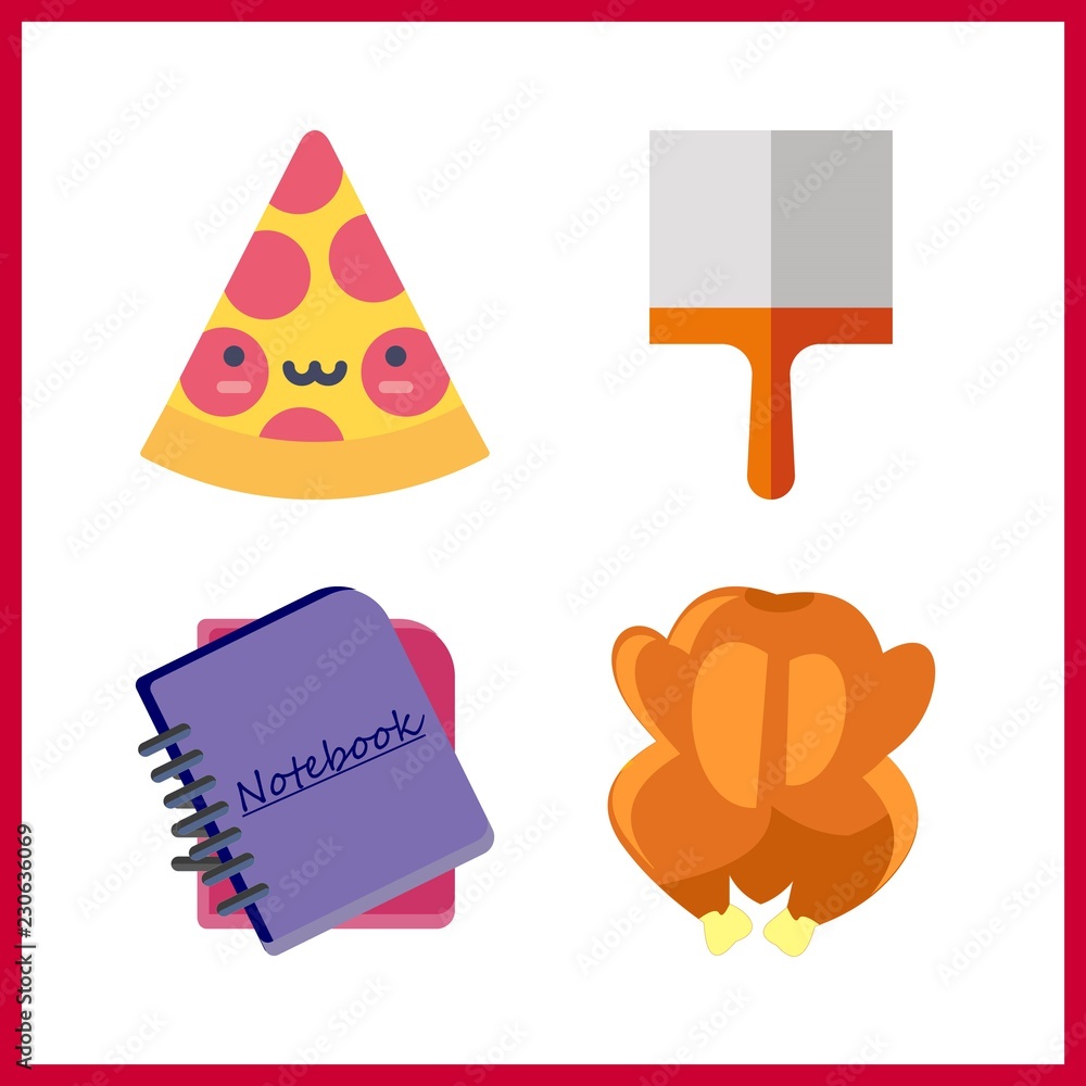 Fototapeta premium 4 table icon. Vector illustration table set. pizza and work tools icons for table works