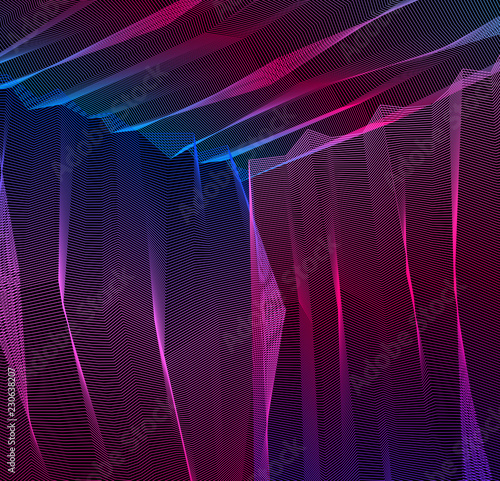 Vector illusive surreal art background for design like a hallucination drug trip surrealism, linear 3d trend. Fantastic psychedelic trendy modern op art, optical dimensional illusion.
