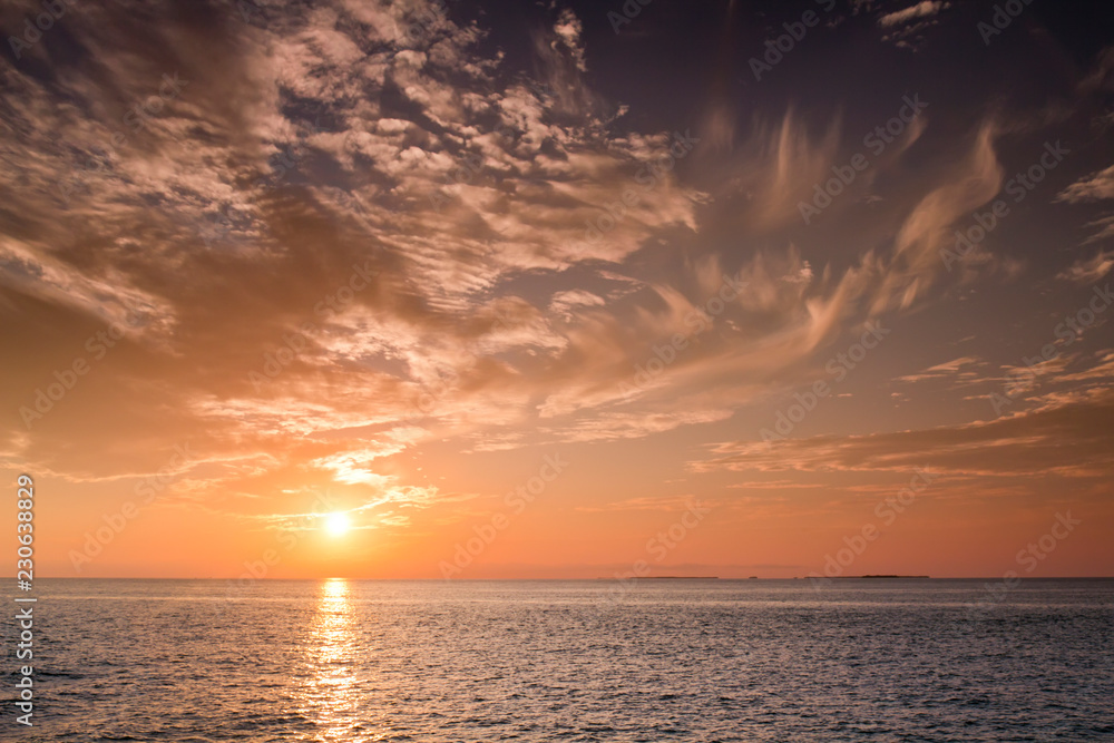 Beautiful sunset over the coastal waters of Key West Florida 