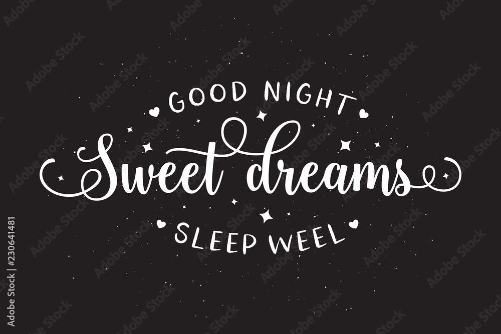 Sweet dreams good night typography. Vector vintage illustration. Stock  Vector