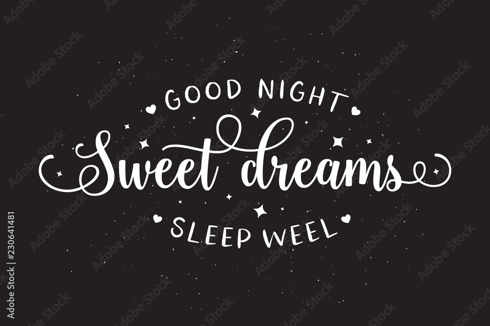 Sweet dreams good night typography. Vector vintage illustration.