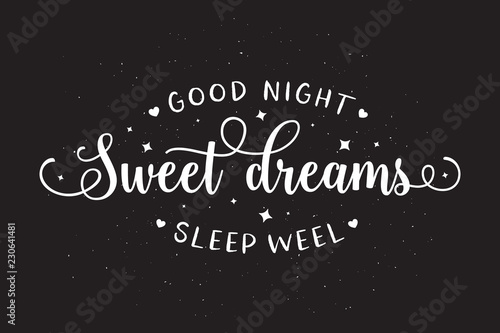 Sweet dreams good night typography. Vector vintage illustration.