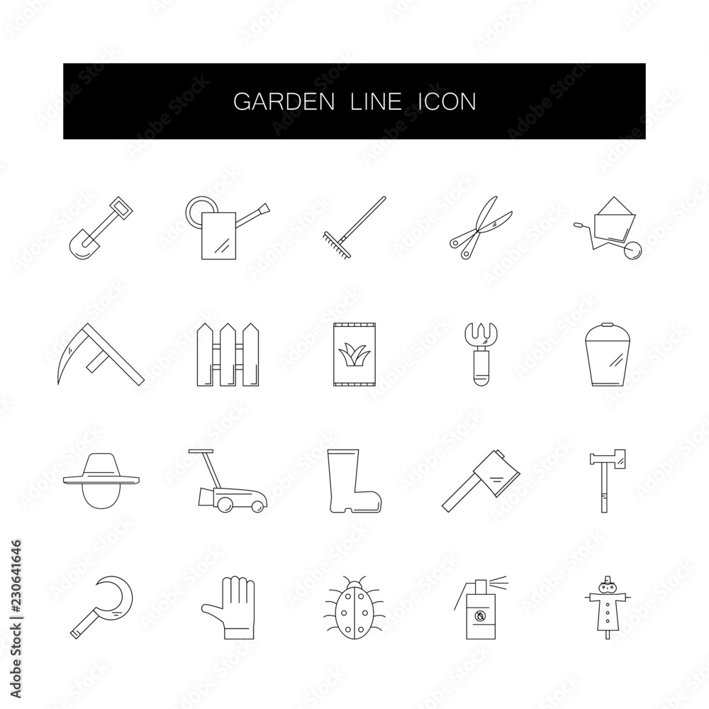 Line icons set. Garden pack. Vector illustration Line icons set. Garden pack. Vector illustration