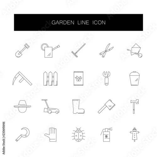 Line icons set. Garden pack. Vector illustration	