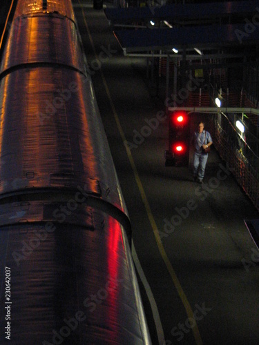 Photography Train at night in railway station of Melbourne. Australia