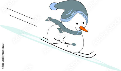 Schneemann fährt Ski