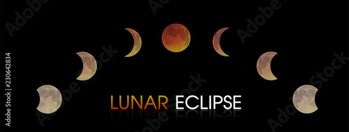 Lunar Eclipse of the Moon. illustration Vector EPS10