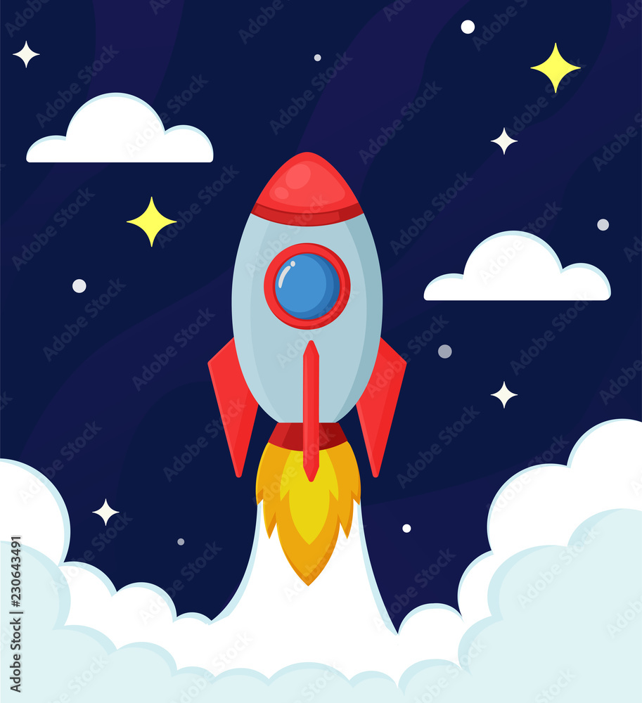Rocket or spacecraft are exploring the stars in the vast universe. Illustration Vector EPS10. Rocket or spacecraft are exploring the stars in the vast universe. Illustration Vector EPS10.