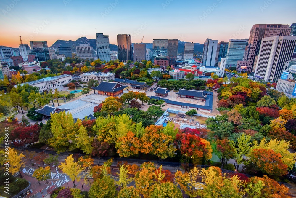 Obraz premium Autumn at deoksugung palace in Seoul south Korea