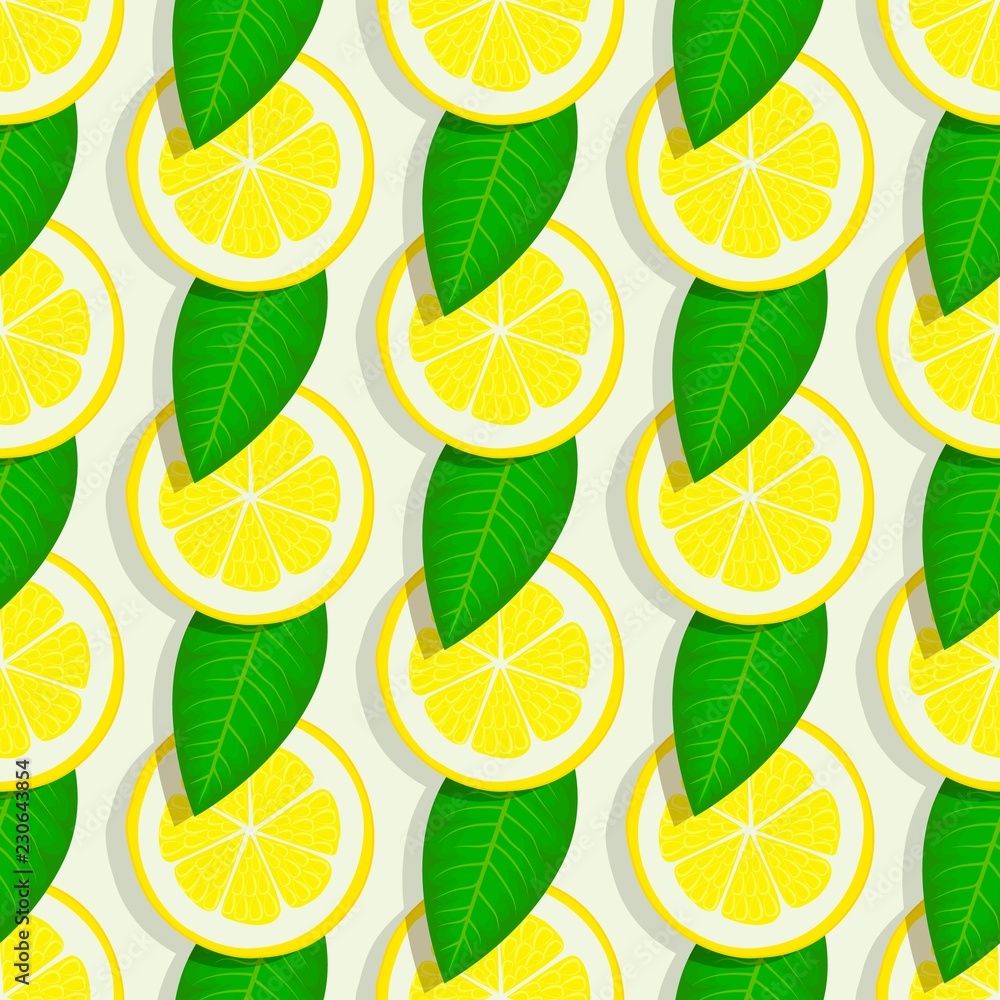 lemon with green leaves seamless pattern lemon with green leaves seamless pattern