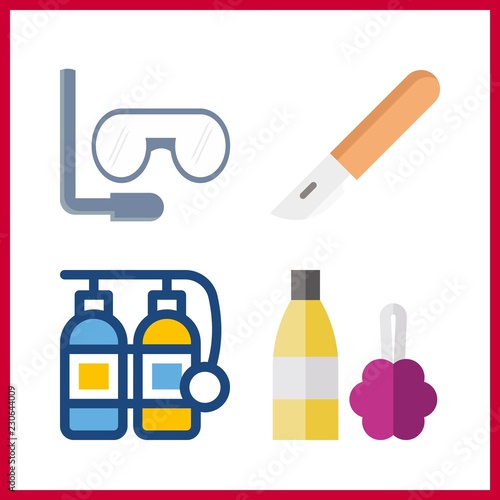 mask icon. aqualung and scalpel vector icons in mask set. Use this illustration for mask works.