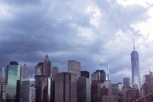 New York City Manhattan skyline on a cloudy day