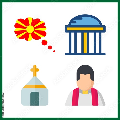 holy icon. macedonia and temple vector icons in holy set. Use this illustration for holy works.