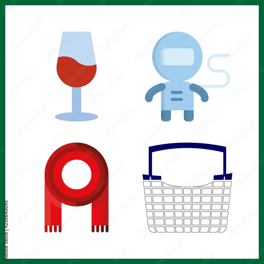 element icon. shopping tool and scarf vector icons in element set. Use this illustration for element works.