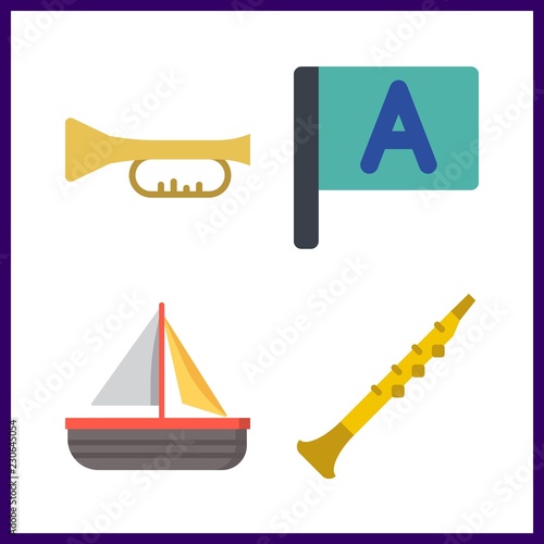 4 wind icon. Vector illustration wind set. flag and oboe icons for wind works