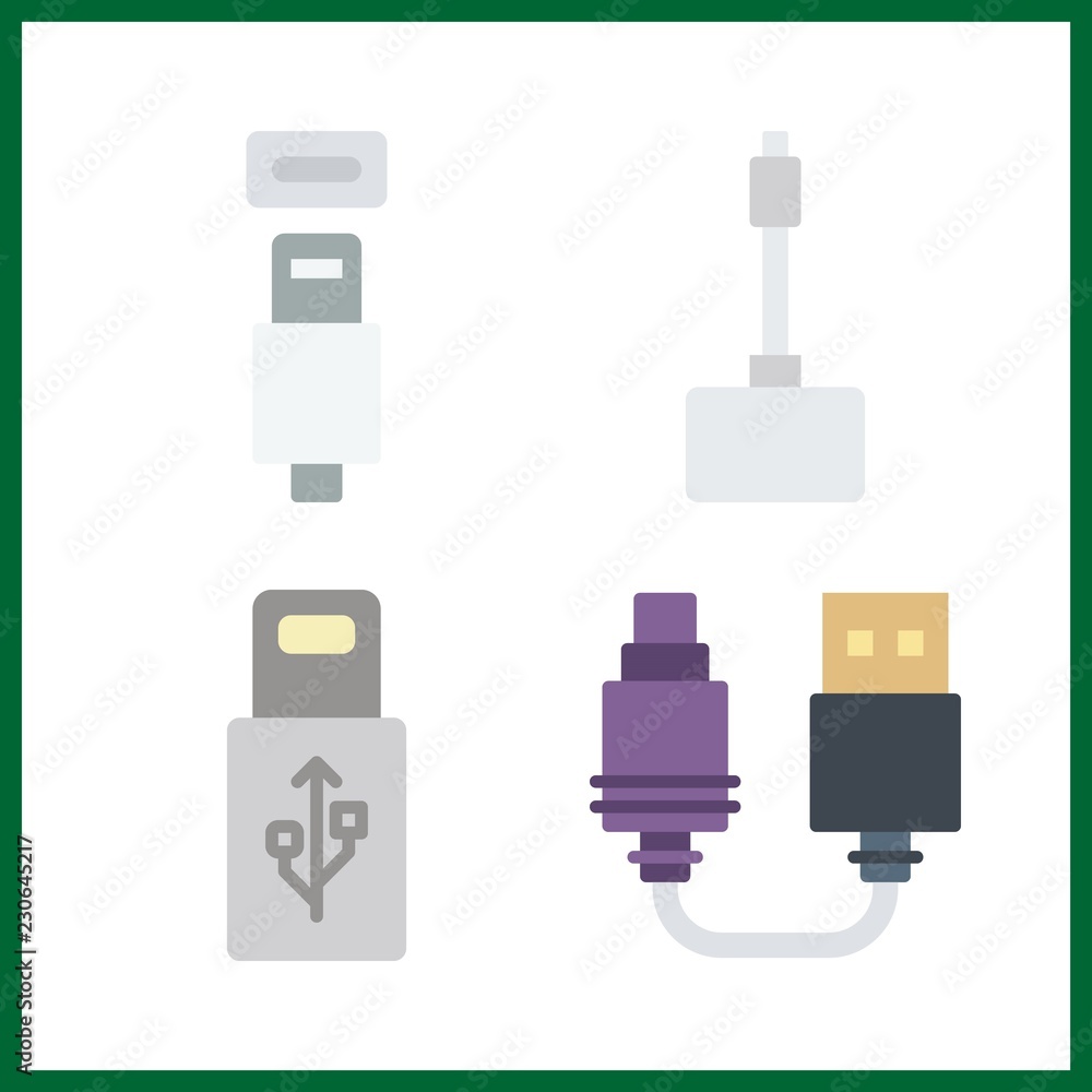 4 universal icon. Vector illustration universal set. usb and usb cable icons for universal works 4 universal icon. Vector illustration universal set. usb and usb cable icons for universal works