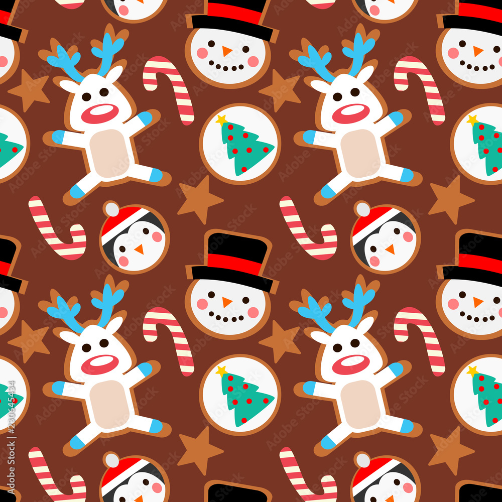 Christmas cookies seamless pattern.