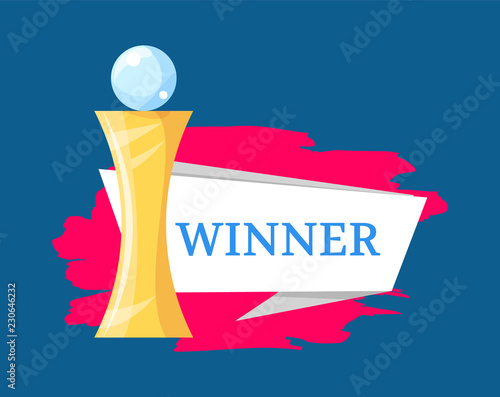 Winner Golden Award Statue Vector Illustration