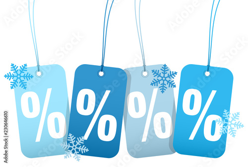 Hangtags "Sale" Percent Winter Snowflakes