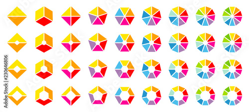 Angled Pie Charts Set Color