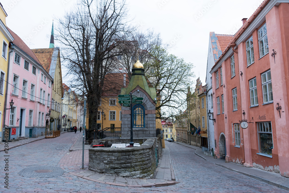 Buildings in the Old town on Pikk street in Tallinn