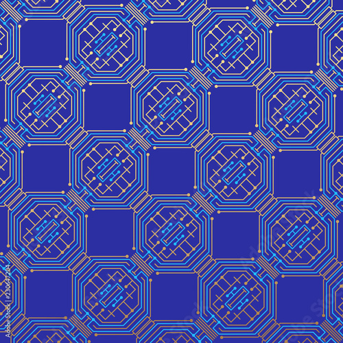 Background of geometric shapes .Electronic chip