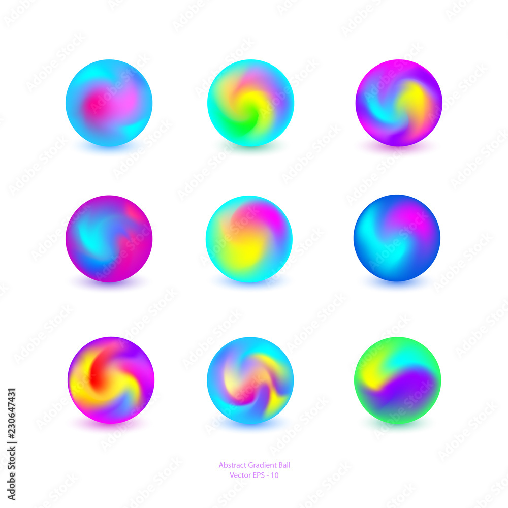 Set of Gradient Balls.Bright multi-colored buttons .Abstract ball, vector Set of Gradient Balls.Bright multi-colored buttons .Abstract ball, vector