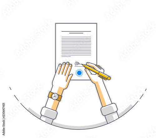 Businessman signs contract ...