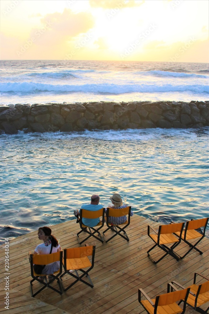 People watching at Sunset at Maldive resort island