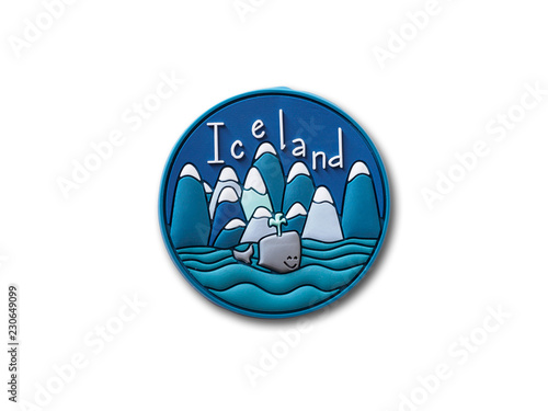 Iceland souvenir refrigerator magnet isolated on white background