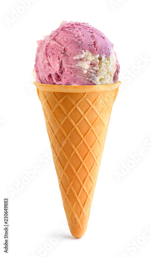 vanilla berry ice cream on a white background