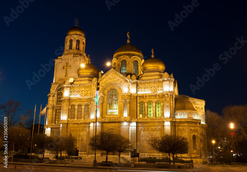 Orthodox cathedral of Assumption of the Virgin Mary at night, Va