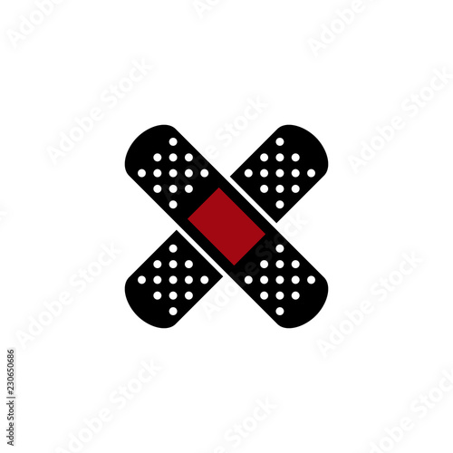 Adhesive bandage simple vector icon. Medical symbol black plaster icon.