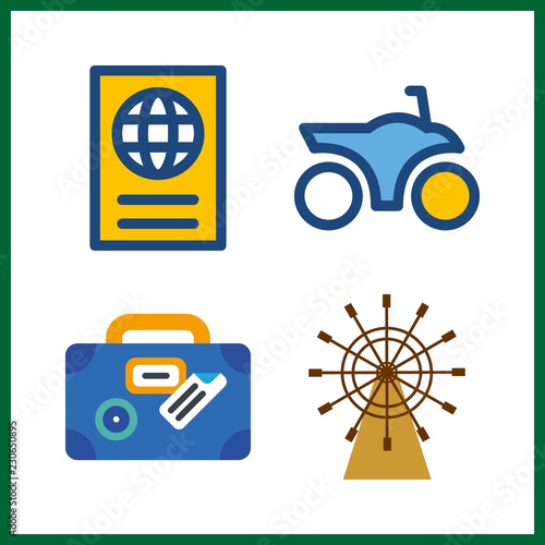 4 transportation icon. Vector illustration transportation set. motorbike and boat rule icons for transportation works