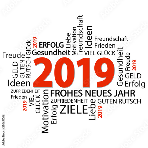 word cloud with new year 2019 greetings