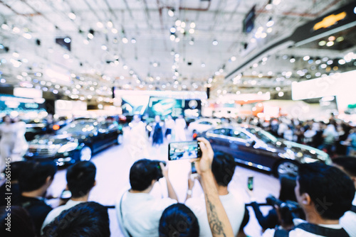 Royalty high quality free stock photo of abstract blur and defocused car and motor exhibition show event with copy space for text or advertising or background