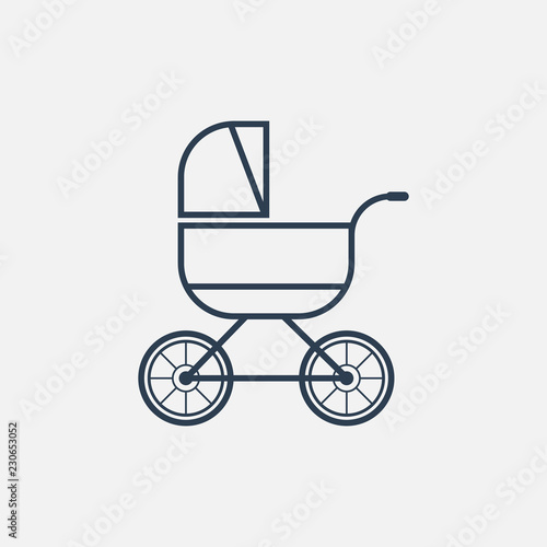 Baby carriage line icon.Vector Illustration