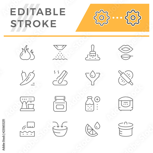 Cooking related set line icons