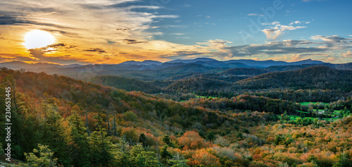 Autumn Sunset at Flat Rock on the Blue Ridge Parkway - North Carolina