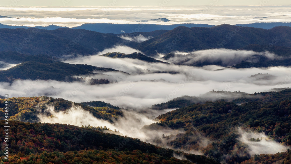 Autumn fog from the Blue Ridge Parkway