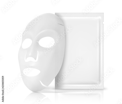 Facial Mask Cosmetics Packaging. Package design for face mask on white background
