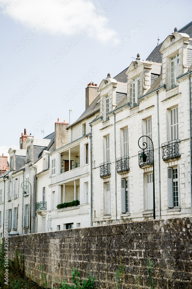 Picture of a street in old french town Amboise with traditional architecture